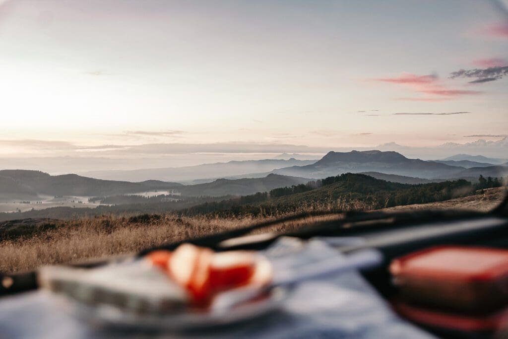 Romanian countryside at sunset.