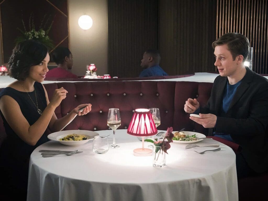 A scene from the tv show, Black Mirror.