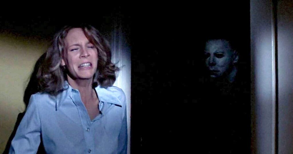 A shot from the horror slasher classic, Halloween.